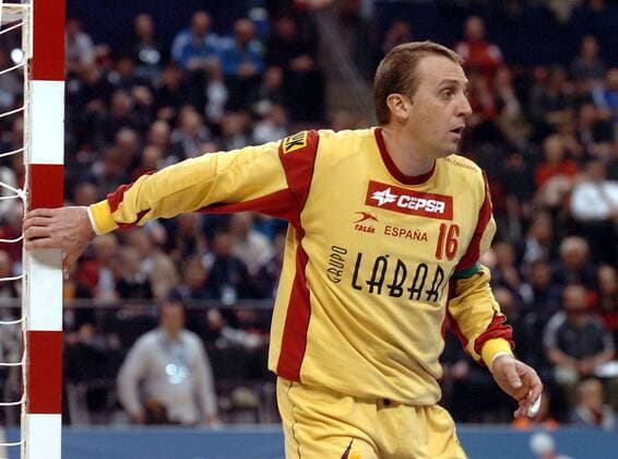 Torwart David Barrufet Bofill (Spanien) Handball EM Herren Europameisterschaft 2006, Länderspiel, Nationalmannschaft, Nationalteam, Nationaltrikot Einzelbild Basel