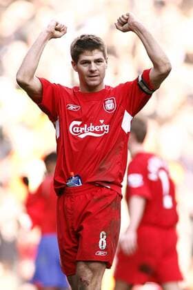 Steven Gerrard (Liverpool) - Schlussjubel - EDITORIAL USE ONLY. No use with unauthorised audio, video, data, fixture lists, club league logos or live services. Online in-match use limited to 120 images, no video emulation. No use in betting, games or single club league player publications. Fußball Herren FA Cup 2005 2006, englischer Pokal, Pokalspiel, FC Liverpool Einzelbild Liverpool Freude,
