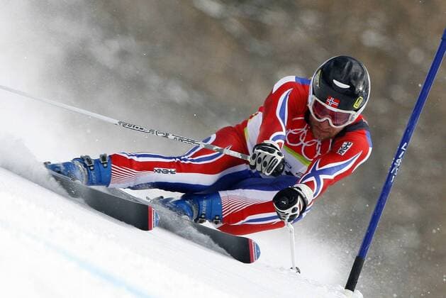 Kjetil Andre Aamodt (Norwegen) -  Alpiner Skilauf OS Winter Herren Olympische Spiele Turin 2006, Winterspiele, Ski Alpin, Skisport, Super G Einzelbild Sestriere Borgata Dynamik,