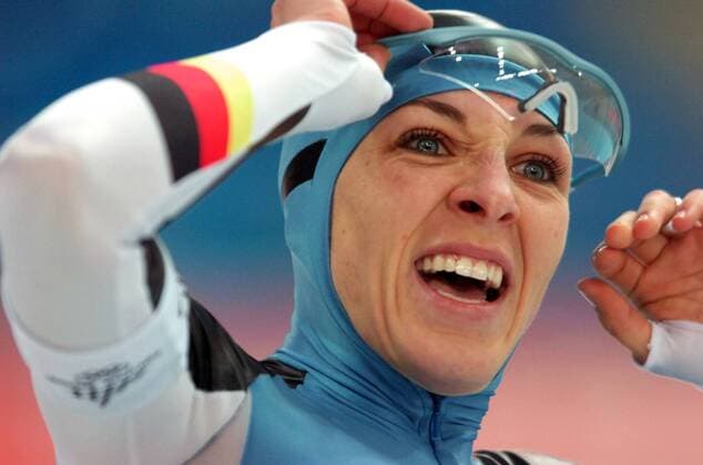 Anni Friesinger (Deutschland) erschöpft Eisschnellauf OS Winter Damen Olympische Spiele Turin 2006, Winterspiele, 1500m, 1500 m, Meter Porträt Turin Erschöpfung,