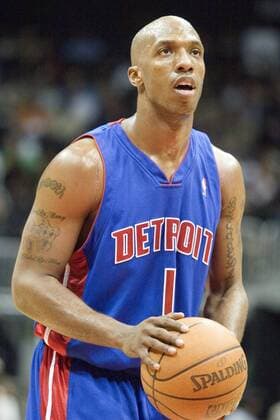 Chauncey Billups (Detroit Pistons) - Freiwurf - (Icon9458854) Basketball Herren NBA 2005 2006, Einzelbild Atlanta Konzentration, EDITORIAL USE ONLY