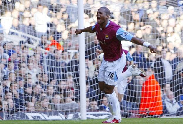 Marlon Harewood (West Ham) - Torjubel -  Fußball Herren English Premier League 2005 2006, 1. Englische Liga, West Ham United Einzelbild London Freude, Begeisterung,