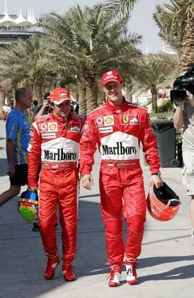 Michael Schumacher (Deutschland, re.) und Felipe Massa (Brasilien beide Ferrari) Motorsport Grand Prix Herren Großer Preis von Bahrain 2006, Formel 1 Weltmeisterschaft, F1, F, GP, WM, Gruppe Sakhir Manama