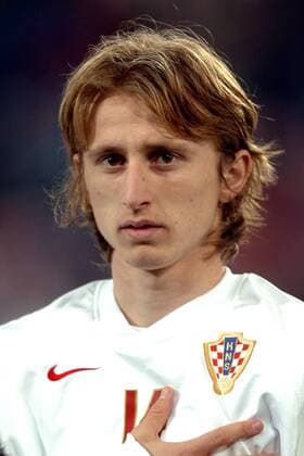 Luka Modric (Kroatien) - Nationalhymne -  Fußball Länderspiel Herren Freundschaftsspiel 2006, Testspiel, Test, Nationalmannschaft, Nationalteam Porträt aflo005 Basel