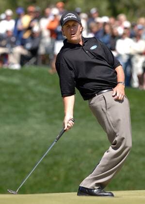 Phil Mickelson (USA) bangt um seinen Put -  (tpc2006032605) Golf Herren The Players Championship 2006, TPC of Sawgrass, PGA Tour, Golfen Einzelbild Ponte Vedra Beach Spannung,