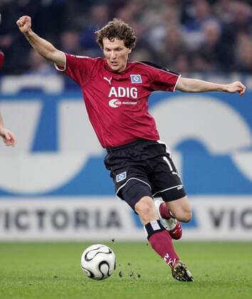 Benjamin Lauth (HSV) am Ball Fußball 1. BL Herren Saison 2005 2006, Hamburger SV, Hamburg Einzelbild Gelsenkirchen Dynamik,