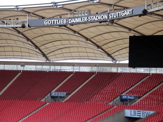 Innenansicht Stuttgarter Gottlieb Daimler Stadion, Heimspielstätte des VfB Stuttgart und einer der Austragungsorte der FIFA Weltmeisterschaft 2006 Fußball WM Herren Saison 2005 2006, Vorschau Weltmeisterschaft, Stadionstory, Fotostory, Totale Gottlieb Daimler Stadion München Leere,