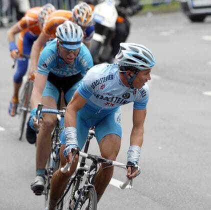 David Kopp (Gerolsteiner) vor Christian Knees (Milram beide Deutschland) Radsport Herren Rund um Köln 2006, Straßenradsport, Straße, Rad Gruppe Köln Dynamik,