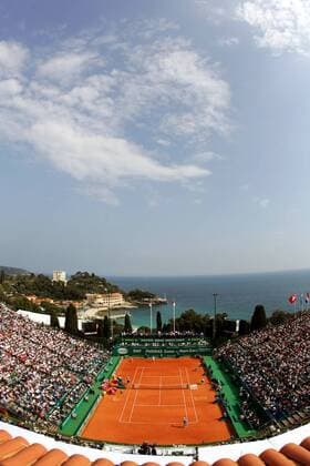 Center Court in Monte Carlo in traumhafter Lage am Mittelmeer Tennis Herren Monte Carlo Open 2006, ATP Tour, Masters Series, Sand, Sandplatz, Sandplatztennis, Sandplatzturnier Totale Monte Carlo