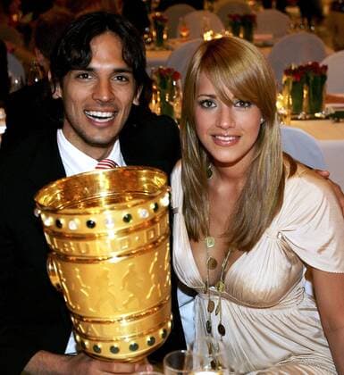 Roque Santa Cruz (Bayern) und Ehefrau Giselle anläßlich des Banketts zum Pokalsieg 2005 2006 mit DFB Pokal Fußball Herren DFB Pokal 2005 2006, Pokalspiel, Endspiel, Finale, Pokalfinale, Pokalendspiel, FC Bayern München Gruppe Berlin