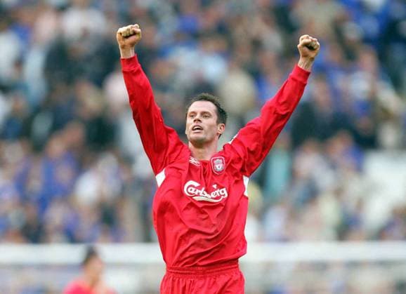 Jamie Carragher (Liverpool) - Schlußjubel -  Fußball Herren FA Cup 2005 2006, Englischer Pokal, Pokalspiel, English Premier League, 1. Englische Liga Einzelbild Manchester Freude