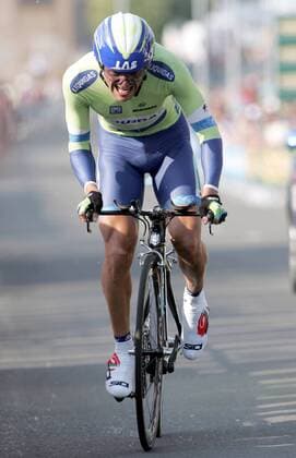 Danilo di Luca (Italien Liquigas Bianchi) Radsport Herren 89. Giro d Italia 2006, dItalia, ProTour, Straßenradsport, Straße, Rad, Prolog, Zeitfahren, Einzelbild Seraing Dynamik, Anstrengung,