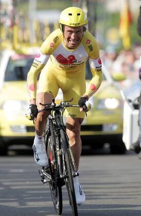 Gilberto Simoni (Italien Saunier Duval Prodir) Radsport Herren 89. Giro d Italia 2006, dItalia, ProTour, Straßenradsport, Straße, Rad, Prolog, Zeitfahren, Einzelbild Seraing Dynamik, Kampf, Anstrengung,