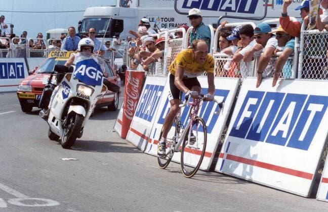 Bjarne Riis (Dänemark Team Telekom) -  Radsport Herren Tour de France 1996, Straßenradsport, Straße, Rad Totale 16. Etappe: Agen - Lourdes Hautacam