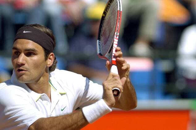 Roger Federer (Schweiz) - Rückhand -  Tennis Herren ATP Masters Series Rom 2006, ATP Tour Einzelbild Finale, Endspiel Rom