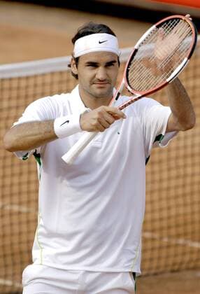 Roger Federer (Schweiz) jubelt Tennis Herren Italian Open 2006, ATP Tour, Masters Series, Sand, Sandplatz, Sandplatztennis, Sandplatzturnier Einzelbild Rom