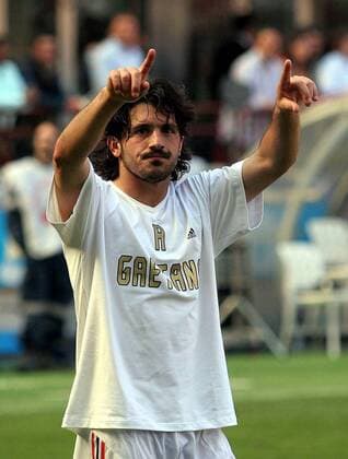 Gennaro Gattuso (Milan) - Schlussjubel -  Fußball Herren Serie A 2005 2006, 1. Italienische Liga, AC Mailand Einzelbild Mailand Freude,