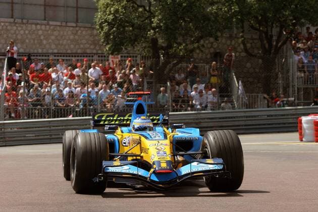 Fernando Alonso (Spanien Renault) in seinem Boliden Motorsport Herren Großer Preis von Monaco 2006, Formel 1 Weltmeisterschaft, F1, F, GP, WM, Qualifikation Einzelbild Circuit de Monaco Monte Carlo