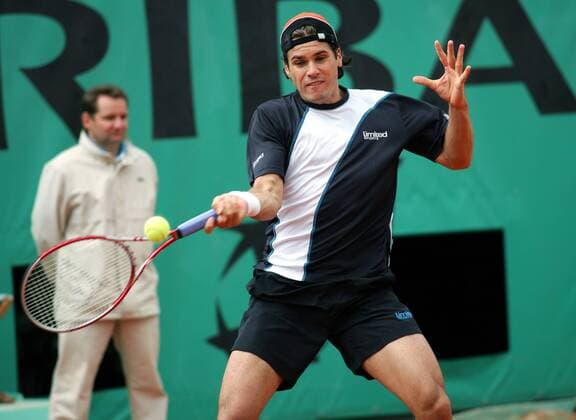 Thomas Haas (Deutschland) - Vorhand Tennis Herren French Open 2006, ATP Tour, Grand Slam Einzelbild Roland Garros Paris Dynamik,