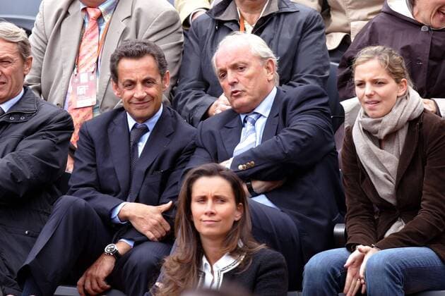 Der Innenminister Nicolas Sarkozy (UMP, li.) und FFT Präsident Christian Bimes (beide Frankreich) auf der Tribüne -  (pan14356) Tennis Herren French Open 2006, ATP Tour, Grand Slam Gruppe Roland Garros Paris  