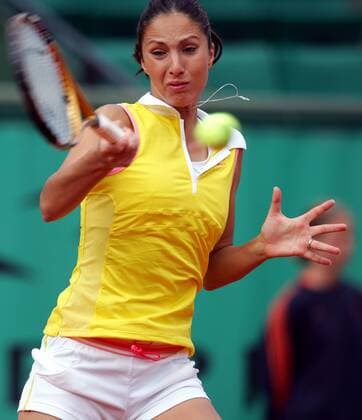 Anastasia Myskina (Rußland) - Vorhand Tennis Damen French Open 2006, Grand Slam, WTA Tour Einzelbild Paris Roland Garros Dynamik,