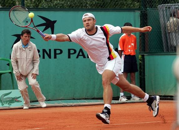 Alexander Waske (Deutschland) - Vorhand Tennis Herren French Open 2006, ATP Tour, Grand Slam, Sand, Sandplatz, Sandplatztennis, Sandplatzturnier Einzelbild Roland Garros Paris Dynamik,