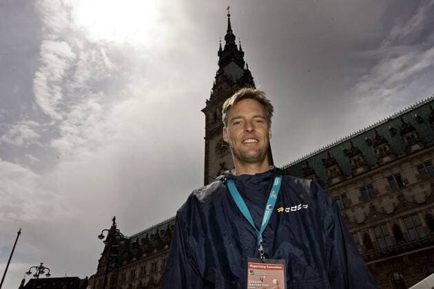 Axel Hager (Deutschland) - Mitorganisator der German Masters in Hamburg, vor dem Hamburger Rathaus Beachvolleyball Herren German Masters 2006, Nestea European Championship Tour, Beach Einzelbild Hamburg