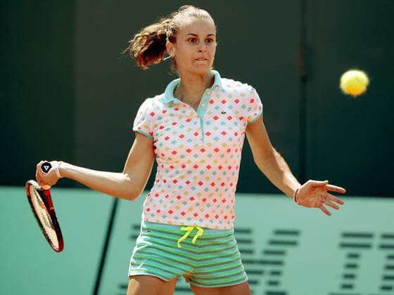 Karolina Sprem (Kroatien) - Vorhand Tennis Damen French Open 2006, WTA Tour, Grand Slam Einzelbild Roland Garros Paris Dynamik,