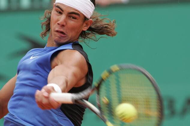 Rafael Nadal (Spanien) - Vorhand -  (pan14433) Tennis Herren French Open 2006, Grand Slam, ATP Tour, Einzelbild Paris Roland Garros Dynamik,  