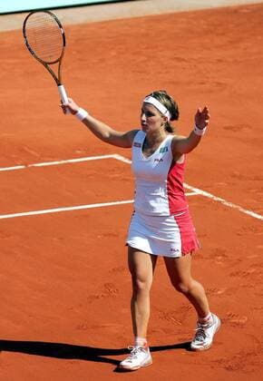 Svetlana Kuznetsova (Russland) - Schlussjubel Tennis Damen French Open 2006, Grand Slam, WTA Tour, Sand, Sandplatz, Sandplatztennis, Sandplatzturnier Einzelbild Roland Garros Paris Freude,