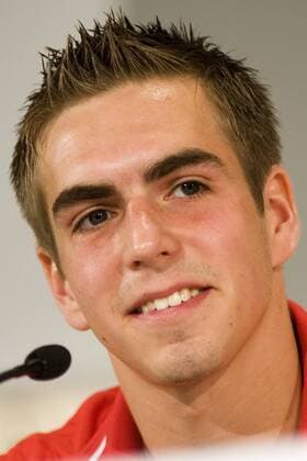 Philipp Lahm (Deutschland) während der Pressekonferenz Fußball WM Herren WM 2006, Nationalmannschaft, Nationalteam, Pressekonferenz, PK, Pressetermin Porträt Berlin Freude,