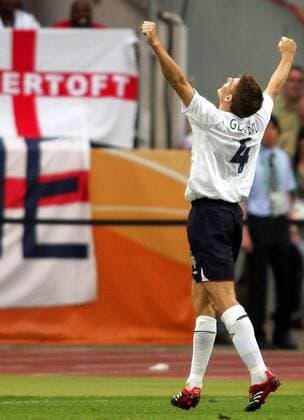 Steven Gerrard (England) - Torjubel Fußball WM Herren WM 2006, Länderspiel, Nationalteam, Gruppe B, Nationaltrikot Einzelbild Nürnberg Freude, Fußball WM Herren WM 2006, Länderspiel, Nationalteam, Gruppe B, Nationaltrikot Einzelbild Nürnberg Freude,