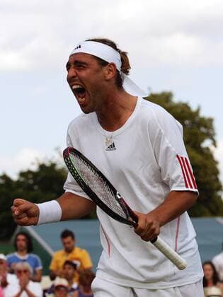 Marcos Baghdatis (Zypern) jubelt Tennis Herren All England Championships 2006, Grand Slam, ATP Tour Einzelbild Wimbledon London Freude, Begeisterung, Tennis Herren All England Championships 2006, Grand Slam, ATP Tour Einzelbild Wimbledon London Freude, Begeisterung,