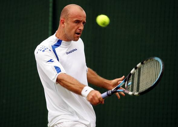 Ivan Ljubicic (Kroatien) - Rückhand Tennis Herren All England Championships 2006, Grand Slam, ATP Tour Einzelbild Wimbledon London Tennis Herren All England Championships 2006, Grand Slam, ATP Tour Einzelbild Wimbledon London