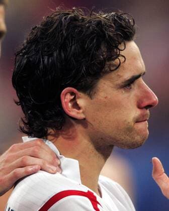 Owen Hargreaves (England) bitter enttäuscht Fußball WM Herren WM 2006, Länderspiel, Nationalteam, Viertelfinale, Nationaltrikot, Porträt Gelsenkirchen Enttäuschung, Verzweiflung, Fußball WM Herren WM 2006, Länderspiel, Nationalteam, Viertelfinale, Nationaltrikot, Porträt Gelsenkirchen Enttäuschung, Verzweiflung,