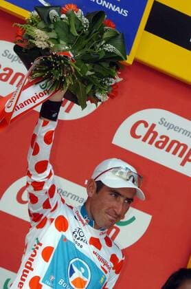 Jerome Pineau (Frankreich Bouygues Telecom) im gepunkteten Trikot nach der 3. Etappe der Tour de France 2006 -  Radsport Herren 93. Tour de France 2006, ProTour, Straßenradsport, Straße, Rad, Einzelbild 3. Etappe: Esch sur Alzette - Valkenburg Radsport Herren 93. Tour de France 2006, ProTour, Straßenradsport, Straße, Rad, Einzelbild 3. Etappe: Esch sur Alzette - Valkenburg