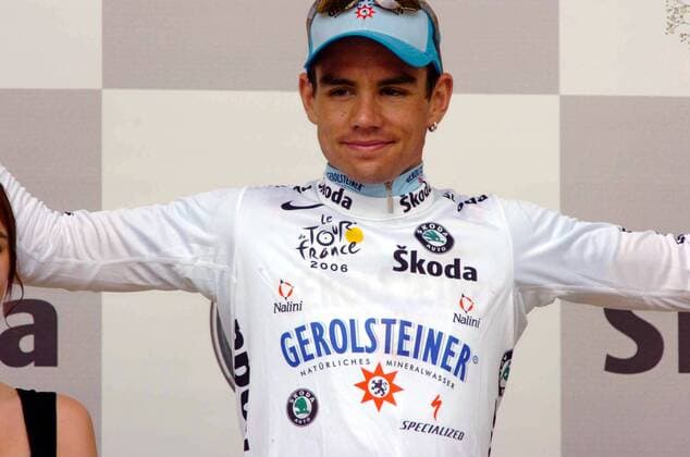 Marcus Fothen (Deutschland Gerolsteiner) im weißen Trikot bei der Siegerehrung zur 4. Etappe der Tour de France 2006 -  Radsport Herren Tour de France 2006, ProTour, Straßenradsport, Straße, Rad, Einzelbild 4. Etappe: Huy - Saint Quentin Radsport Herren Tour de France 2006, ProTour, Straßenradsport, Straße, Rad, Einzelbild 4. Etappe: Huy - Saint Quentin