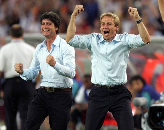 Bundestrainer Jürgen Klinsmann (re.) und Co Trainer Joachim Löw (beide Deutschland) - Schlussjubel Fußball WM Herren WM 2006, Länderspiel, Nationalteam, Spiel um Platz 3, drei Gruppe Stuttgart Freude, Begeisterung, Fußball WM Herren WM 2006, Länderspiel, Nationalteam, Spiel um Platz 3, drei Gruppe Stuttgart Freude, Begeisterung,