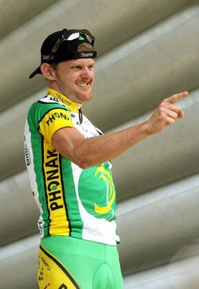 Floyd Landis (USA Phonak) jubelt über den Etappensieg bei der 17. Etappe der Tour de France 2006 Radsport Herren Tour de France 2006, ProTour, Straße, Rad, Straßenradsport Einzelbild 17. Etappe: Saint Jean de Maurienne - Morzine Freude, Radsport Herren Tour de France 2006, ProTour, Straße, Rad, Straßenradsport Einzelbild 17. Etappe: Saint Jean de Maurienne - Morzine Freude,