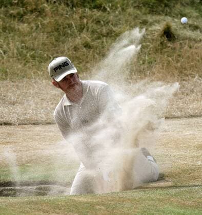 Miguel Angel Jimenez (Spanien) - Bunkerspiel -  (LON2006072101) Golf Herren 135. British Open Championship 2006, PGA Tour Einzelbild Hoylake Liverpool Golf Herren 135. British Open Championship 2006, PGA Tour Einzelbild Hoylake Liverpool
