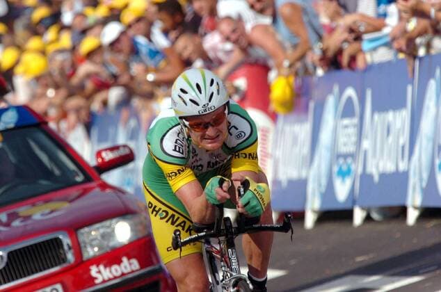 Floyd Landis (USA Phonak) -  Radsport Herren 93. Tour de France, ProTour, Straßenradsport, Straße, Rad, Zeitfahren, Einzelzeitfahren Einzelbild 2006 19. Etappe: Le Creusot - Montceau les Mines Radsport Herren 93. Tour de France, ProTour, Straßenradsport, Straße, Rad, Zeitfahren, Einzelzeitfahren Einzelbild 2006 19. Etappe: Le Creusot - Montceau les Mines