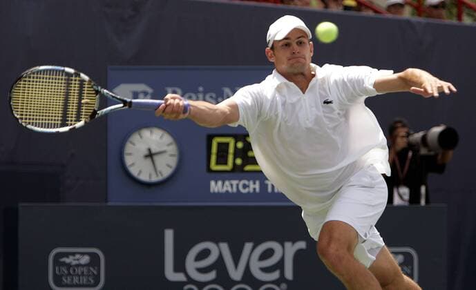 Andy Roddick (USA) - Vorhand -  (IND2006072305) Tennis Herren RCA Championships 2006, ATP Tour, Championship Einzelbild Indianapolis Dynamik, Tennis Herren RCA Championships 2006, ATP Tour, Championship Einzelbild Indianapolis Dynamik,