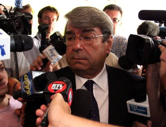 Präsident Aldo Spinelli (Livorno) gibt Interviews anläßlich der Versammlung der italienischen Fußballliga und des Verbandes FIGC -  Fußball Herren Serie A 2006 2007, 1. Italienische Liga, Bestechungsskandal, AS Livorno Porträt Mailand Fußballskandal Fußball Herren Serie A 2006 2007, 1. Italienische Liga, Bestechungsskandal, AS Livorno Porträt Mailand Fußballskandal
