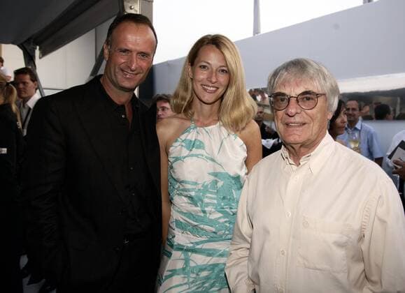 Bruno Sälzer (Deutschland, li.), Vorstandsvorsitzender der Hugo Boss AG, mit Ehefrau Cathrin und F1 Chef Bernie Ecclestone (England) gut gelaunt bei der Hugo Boss Fashion Show in Hockenheim Motorsport Herren Hugo Boss Fashion Show 2006, Formel 1, F1, F Partnerin, Frau, Ehefrau, Gattin Gruppe Hockenheim Motorsport Herren Hugo Boss Fashion Show 2006, Formel 1, F1, F Partnerin, Frau, Ehefrau, Gattin Gruppe Hockenheim