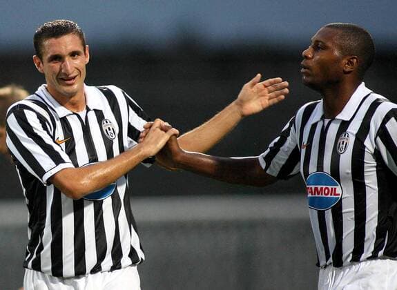 Giorgio Chiellini (li.) und Marcelo Zalayeta (beide Juventus Turin) - Torjubel - Fußball Herren Serie B 2006 2007, 2. Italienische Liga, Saisonvorbereitung, Vorbereitung, Test, Testspiel, Vdig Gruppe Trentino Freude, Fußball Herren Serie B 2006 2007, 2. Italienische Liga, Saisonvorbereitung, Vorbereitung, Test, Testspiel, Vdig Gruppe Trentino Freude,