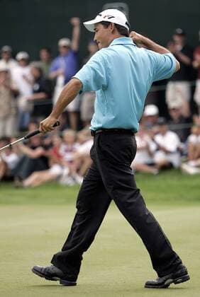 Dean Wilson (USA) jubelt -  (CARX2006081313) Golf Herren The International 2006, PGA Tour Einzelbild Castle Rock Colorado Freude, Golf Herren The International 2006, PGA Tour Einzelbild Castle Rock Colorado Freude,