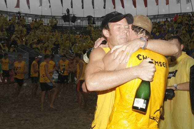 David Klemperer (Deutschland, li.) - Schlußjubel Beachvolleyball LM Herren Deutsche Meisterschaft 2006 DM Beach Landesmeisterschaft Gruppe Timmendorfer Strand Timmendorf, Smart, Automobilindustrie Freude, Beachvolleyball LM Herren Deutsche Meisterschaft 2006 DM Beach Landesmeisterschaft Gruppe Timmendorfer Strand Timmendorf, Smart, Automobilindustrie Freude,