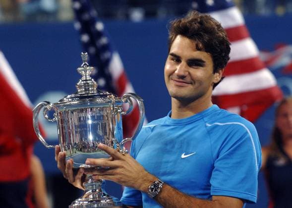 Roger Federer (Schweiz) - Gewinner der US Open 2006 Tennis Herren US Open 2006, Grand Slam, ATP Tour, Endspiel, Finale Einzelbild Flushing Meadows, Meadow New York, NY, N.Y. Glück, Freude, Tennis Herren US Open 2006, Grand Slam, ATP Tour, Endspiel, Finale Einzelbild Flushing Meadows, Meadow New York, NY, N.Y. Glück, Freude,