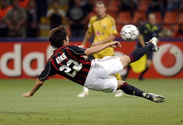 Kaka (Milan) - Seitfallzieher - Fußball EC 1 Herren Champions League 2006 2007, AC Mailand Einzelbild Mailand Dynamik, Fußball EC 1 Herren Champions League 2006 2007, AC Mailand Einzelbild Mailand Dynamik,