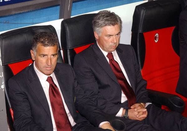 Trainer Carlo Ancelotti (re.) und Co Trainer Mauro Tassotti (beide Milan) - Fußball EC 1 Herren Champions League 2006 2007, AC Mailand Gruppe Mailand Fußball EC 1 Herren Champions League 2006 2007, AC Mailand Gruppe Mailand